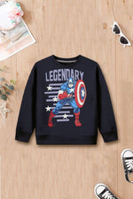 Boys Navy Printed Sweatshirt