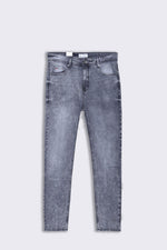 Men Grey Comfort Fit Light Acid Wash Jean