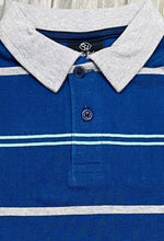 Blue Grey Stripe Kids Polo