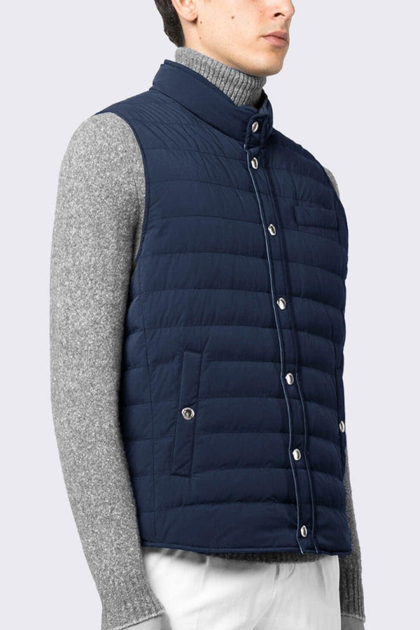 Navy Puffer Sleeveless Jacket With Flap - Bobbinbash - - Navy Puffer Sleeveless Jacket With Flap - Bobbinbash - #tag3#