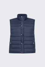 Navy Puffer Sleeveless Jacket With Flap