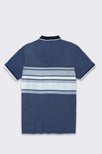 Navy White Texture Strip Polo