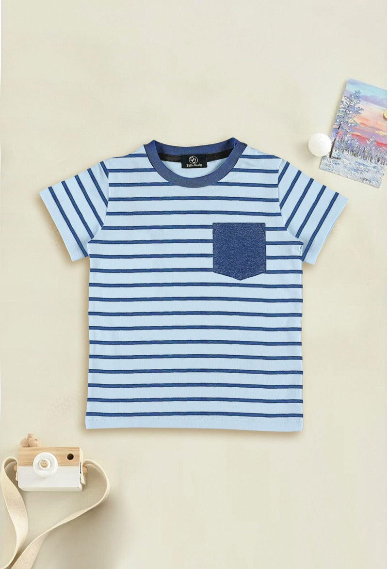 Zinc-Blue contrast Pocket Tee